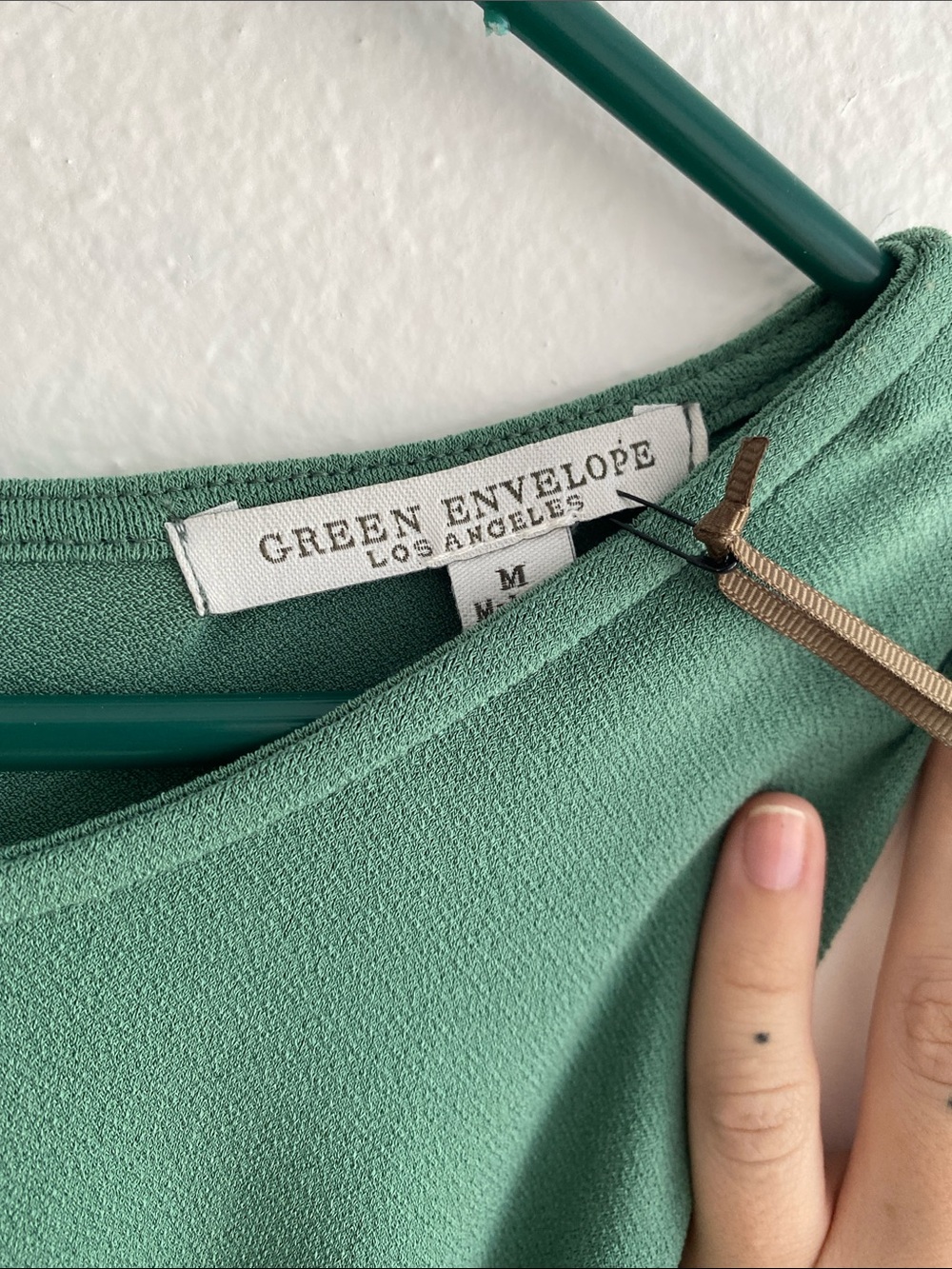 Green Envelope Sage Tie-Back Short Sleeve - Picture 2 of 5
